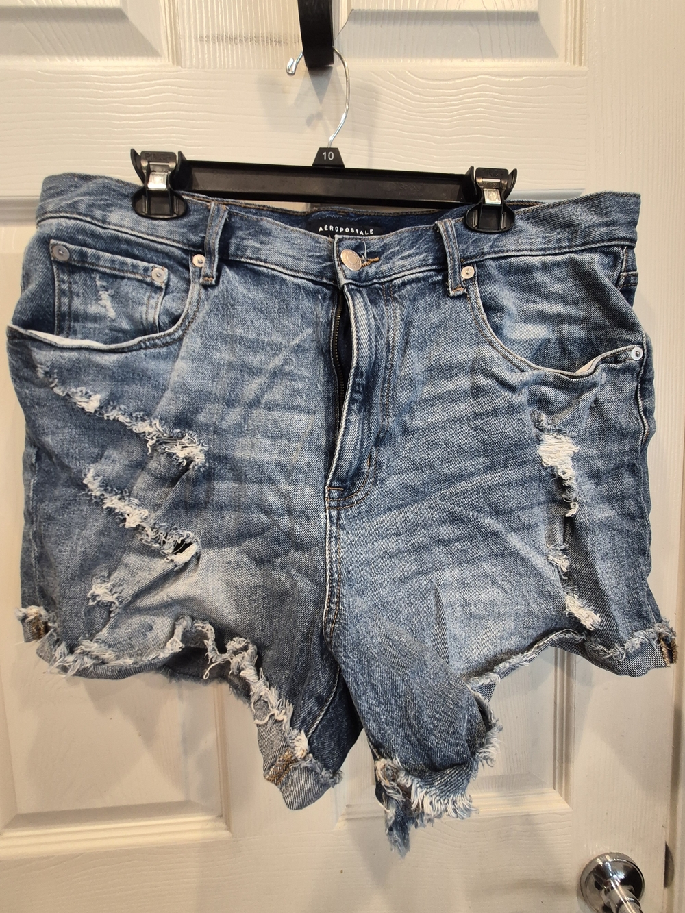 Aeropostale Ripped Light Blue High-Rise Denim Shorts